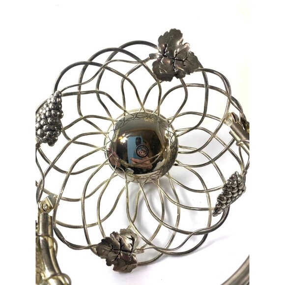 Godinger Silver Plated Wire Wine Basket With Grape & Leaf Design - Picture 7 of 7